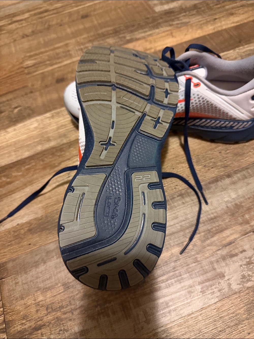 Brooks Men’s Adrenaline GTS Running Shoes — White with Navy and Orange - Picture 4 of 5
